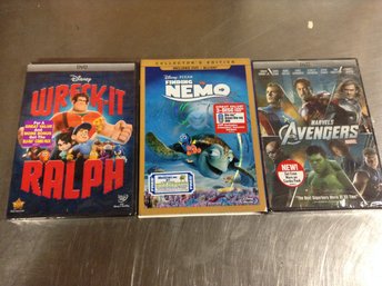 New Disney Dvds (finding Nemo, Marvels The Avengers And Wreck-it Ralph)