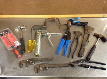 Vintage Tools (hand Drill, Adjustable Wrenches, Hammers And More)