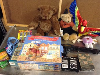 Teddy Bears, Playing Cards, Toy Gun, Erasers, Bird Food, Dog Leash