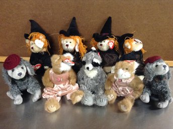 Ty Posable Plush Lot (witch Bear, Dogs, Cats)