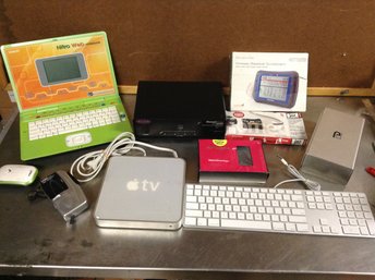 Electronics (apple TV, Apple Keyboard, Externall HDD, VTECH Notebook, Ps/2 4-port Switch)