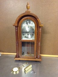 Vintage Alaron 31 Day Tempus Fugit Mantle Clock With Key, Chime And Pendum