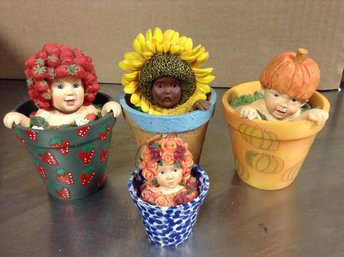 Anne Geddes Babies In Flower Pots Figures