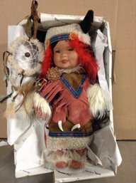 Duck House Native American Indian Porcelain Doll