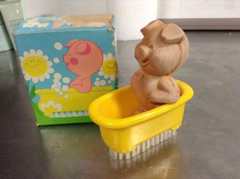 Vintage Avon Pig In A Tub Nail Brush And Soap