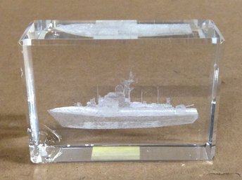 Warship / Destroyer - 3D Laser Etched Crystal