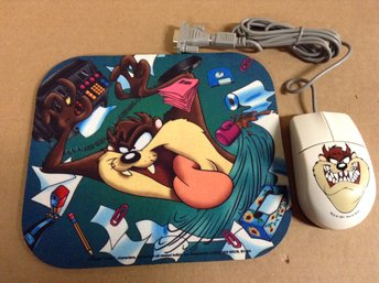 Looney Tunes Tazmanian Devil Computer PC Mouse And Mouse Pad