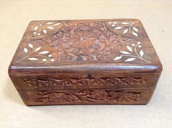 Handcarved Wooden Trinket Box