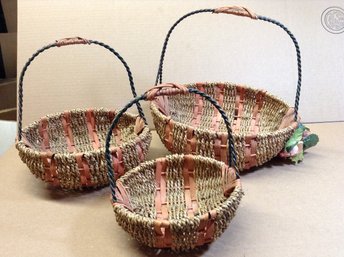 Set Of 3 Wicker Fruit Baskets