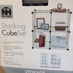 New Home Storage Shelving Metal Wire Stacking Cube Set