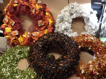 Lot Of Different Colored Home Decoration / Holiday Door Wreaths