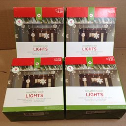 Lot Of Four Snowflake Icicle Lights 9ft Sections