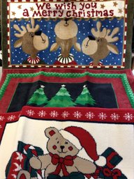 Lot Of 3 Christmas / Holiday Themed Rugs - Each Roughly 39'x23'