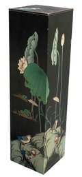 Vintage Oriental Hand Painted Rectangular Pedestal Column Planter Stand 39' CPC Made In Macau
