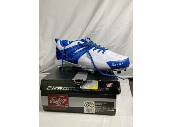New Rawlings Chrome Series Conquer Low White Blue Men's Baseball Cleats Size 11