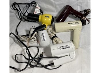Lot Of 5 Compact Portable Hair Dryers Conair Supermax