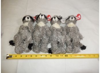 Lot Of 4 New TY Raccoon - Radcliffe - Thief Of Hearts - Posable Plush