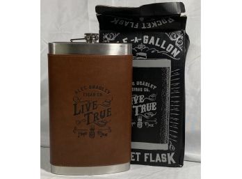 Alec Bradley Cigar Co HandMade Leather & Stainless Steel Half Gallon Pocket Flask
