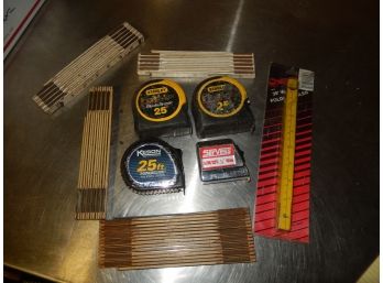 Tool Lot - Tape Measures & Wooden Folding Rulers