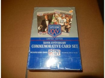 NFL Pro Super Bowl XXV Limited Edition Silver Anniversary Commemorative Card Set Sport Cards Box