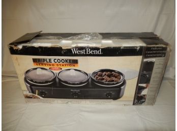 New In The Box West Bend Triple Cooker Serving Station Crock Pots