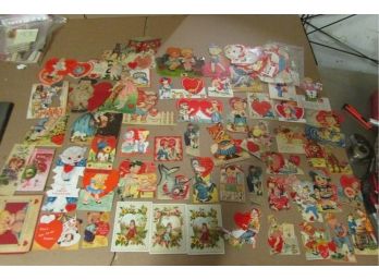 HUGE Lot Of Vintage Valentine's Day Cards & Paper Euphemera Early 1900s