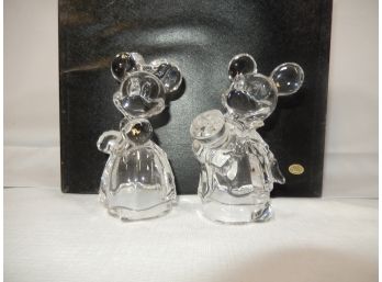 Mickey & Minnie Mouse Lenox Lead Crystal  Made In Germany Salt & Pepper Shaker