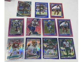 Lot Of 11 NFL Rookie Cards Mostly Parallels Silver. Shock, Rated, Pink, Press