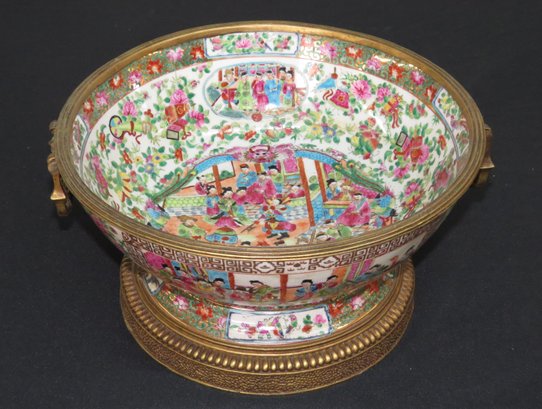 Rose Mandarin Bowl With Bronze Fittings