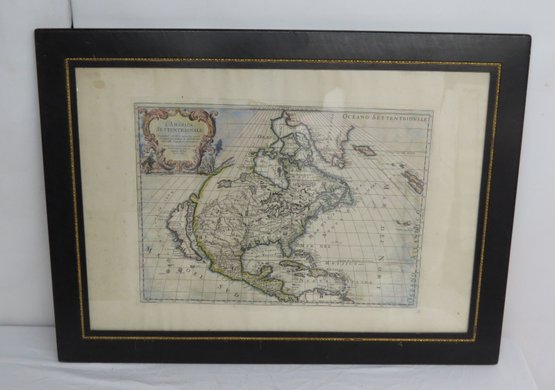 Framed Map Of Early North America, Legend Lists The Date As 1687