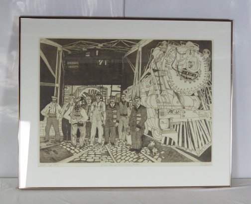 M. Jacques Etching Artists Proof Ed.90 Of Barre Crew At White River Junction