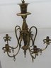 Two Gas Hanging Brass Chandeliers And 4 Gas Shades