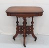 Cherry Victorian Lamp Table With Cut Corners And Caster Feet