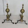 Brass Centennial Claw Foot Andirons With Engraved Fronts Of George Washington Memorial
