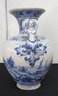Large Two Handled Blue And White Delft Vase - As Is