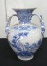 Large Two Handled Blue And White Delft Vase - As Is