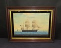 19th Cent. Ship Watercolor Of The Barque Massachusetts In Genoa Harbor 1850