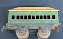 Tin Trolley Friction Toy In Original Paint, Sold With Small Tin Train Car