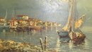 R. Lindstrom Oil On Canvas,  - Fishing Boats At Port