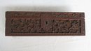 Chinese Elaborately Carved Glove Box With Original Hinges And Lock