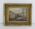 Oil On Artist Board, Wilderness, Stream With Mountains In Background, Signed J.H.J. 85