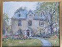 E. Meyer Oil On Artist Board Of A Stucco Home Done In The Impressionist Style