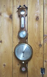 Inlaid Mahogany Banjo Style Barometer Signed Smith And Son Newbury