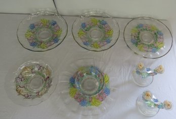 Indiana Glass Colored Serving Pieces
