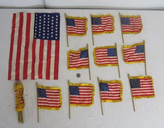 Twenty-one 48 Star Parade Flags With Gold Border