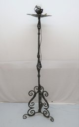 Wrought Iron Floor Lamp With Twisted Shaft And Fancy Base