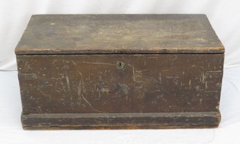 Sea Chest With Rope Beckets And Carved Becket Holders, S. Sharp Written On Top