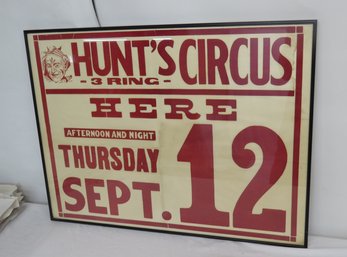 Hunts 3 Ring Circus Framed Broadside