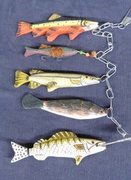 Five Contemporary Carved And Painted Fish