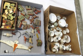 Lot Of Children's Toys, Puzzle, Wooden Building Figures And Doll China